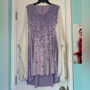 Purple Renaissance Festival Dress with Lace Long Sleeves